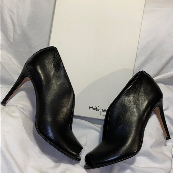Halogen Black Leather Peep Toe Heels - Size 9.5 - Picture 6 of 6